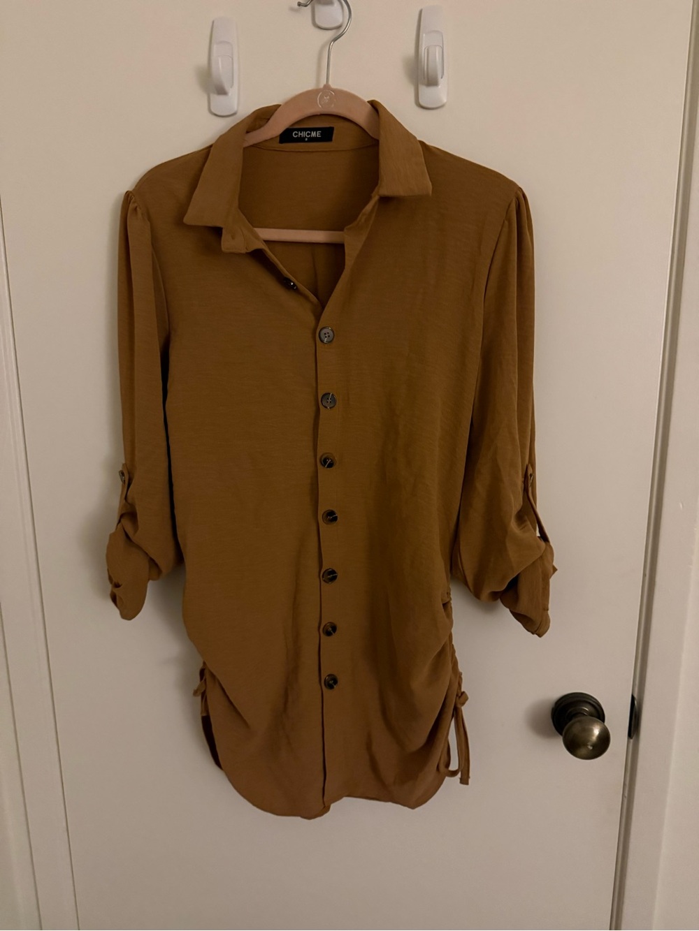 Women’s Chicme Button-Down Dress — Tan
